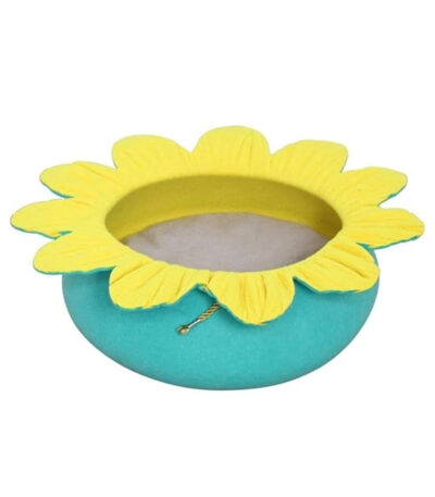 TaraPet Sunflower Shape Felt Pet Bed for Cats Nest Cute Sleeping Bed (Yellow-Green)