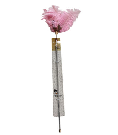 TaraPet Fanshaped Feather Plastic Pole Cat Teaser Interactive Cat Toy (Pink)