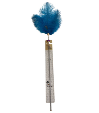 TaraPet Fanshaped Feather Plastic Pole Cat Teaser Interactive Cat Toy (Blue)
