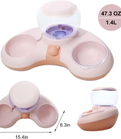 Siphon Principle Pet Food Water Bowl Pink