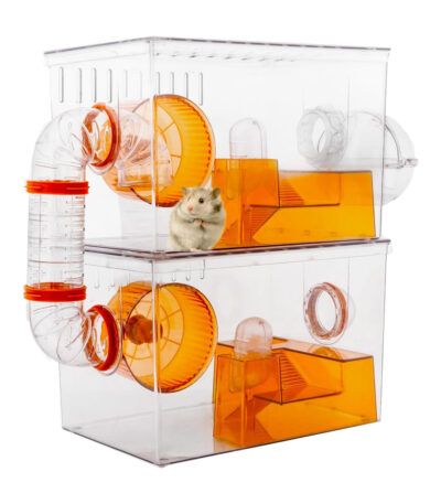 TaraPet 2-Floor Transparent Hamster Cage with Accessories Stylish