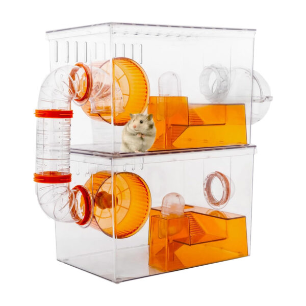 TaraPet 2-Floor Transparent Hamster Cage with Accessories Stylish
