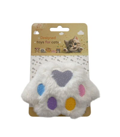 TaraPet Paw Design Cat Plush Catnip Toy (White)