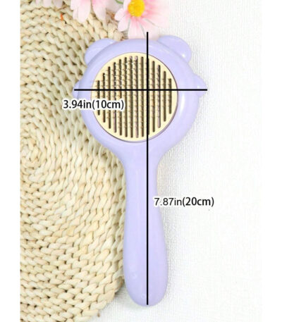 Self Cleaning Slicker Comb for Long or Short Hair Cats and Dogs (Purple)