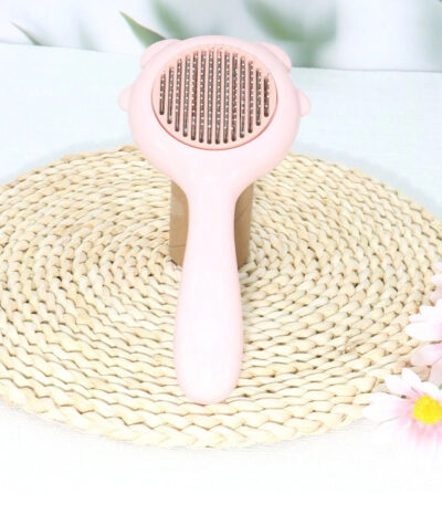 Self Cleaning Slicker Comb for Long or Short Hair Cats and Dogs (Pink)