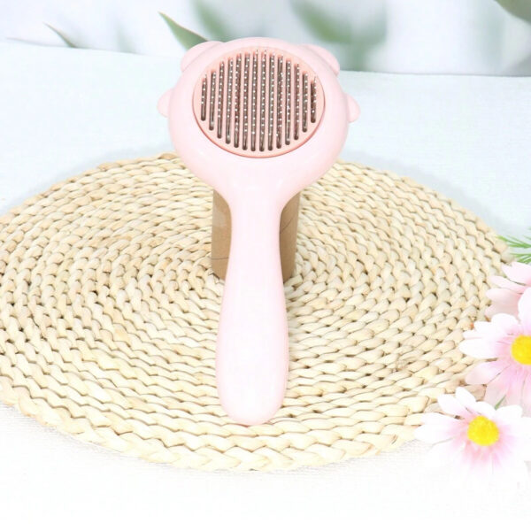 Self Cleaning Slicker Comb for Long or Short Hair Cats and Dogs (Pink)