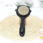 Self Cleaning Slicker Comb for Long or Short Hair Cats and Dogs (Black)