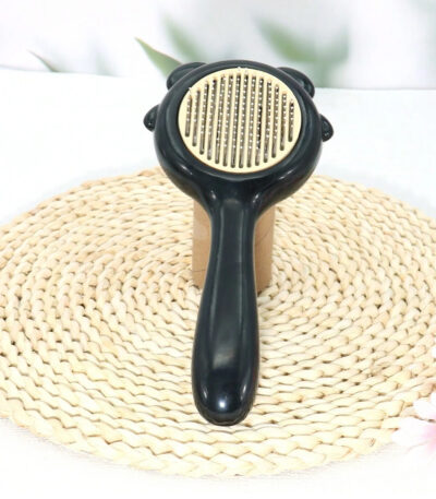 Self Cleaning Slicker Comb for Long or Short Hair Cats and Dogs (Black)