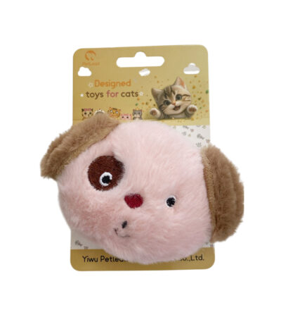 TaraPet Cute Puppy Pattern Plush Catnip Toys For Cats (Pink-Brown)