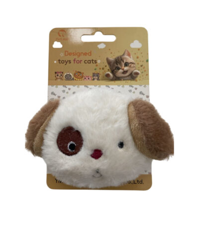 TaraPet Cute Puppy Pattern Plush Catnip Toys For Cats (White)