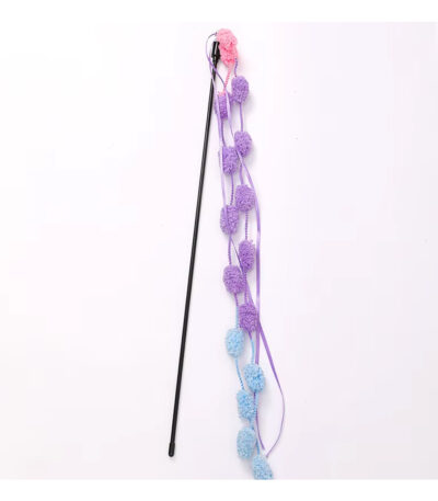 TaraPet Long Pole with Bite Bell Wear-resistant Cat Teasing Stick Cat Wand Toy (Purple)