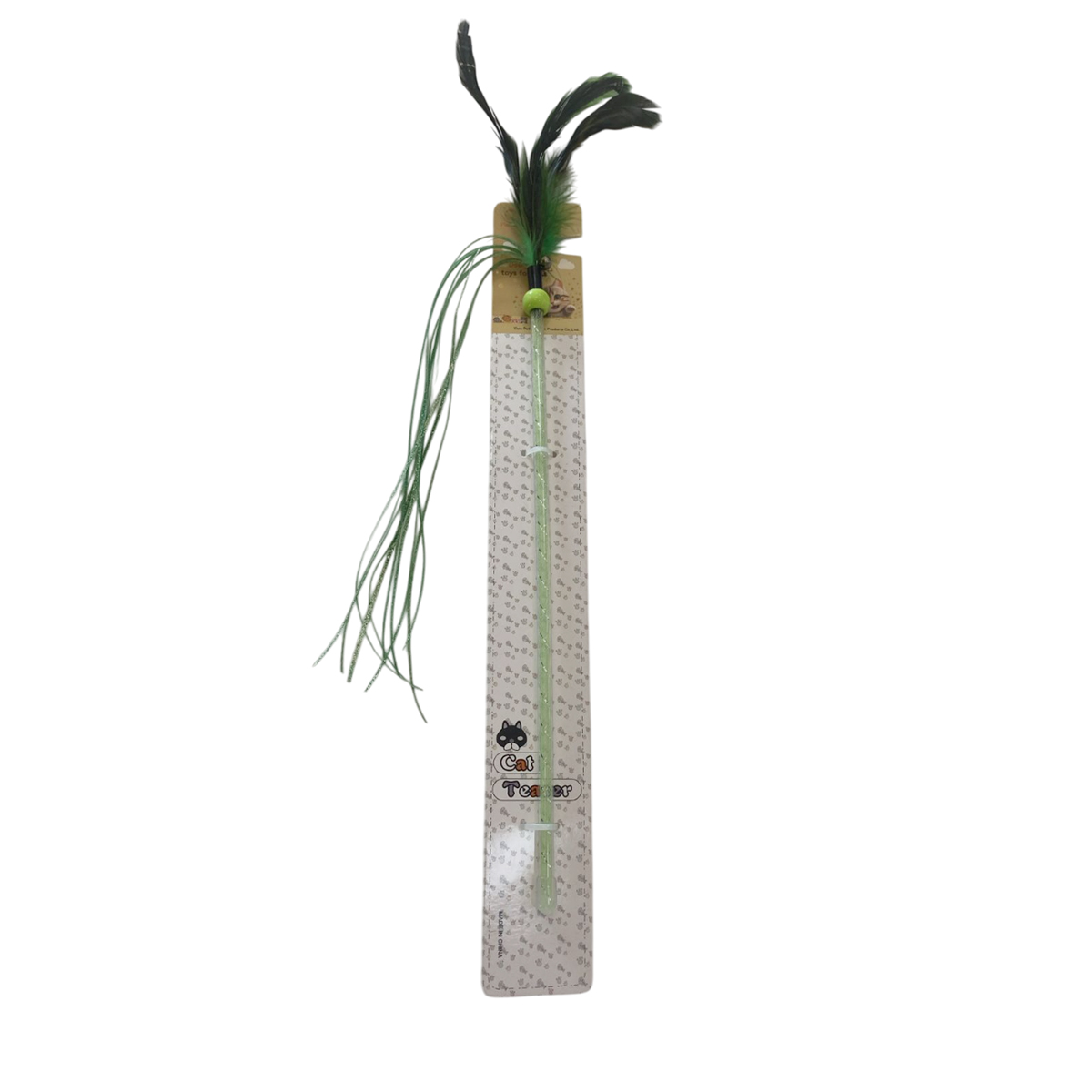 TaraPet Feather Ribbon Plastic Pole Cat Teaser Interactive Wand Toy (Green) TaraPet Feather Ribbon Plastic Pole Cat Teaser Interactive Wand Toy (Green)