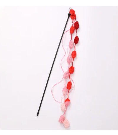 TaraPet Long Pole with Bite Bell Wear-resistant Cat Teasing Stick Cat Wand Toy (Pink)