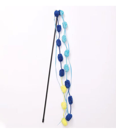TaraPet Long Pole with Bite Bell Wear-resistant Cat Teasing Stick Cat Wand Toy (Blue)