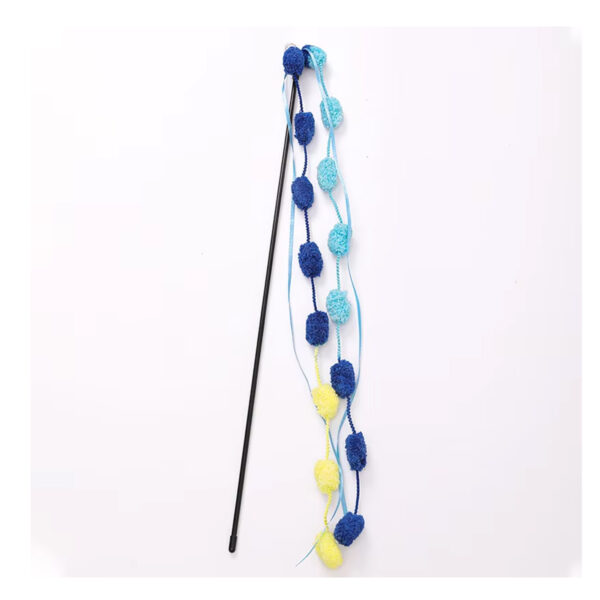 TaraPet Long Pole with Bite Bell Wear-resistant Cat Teasing Stick Cat Wand Toy (Blue)