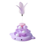 TaraPet Cat Ball Track Tower 3 Layers Turntable Cat Track Toy with Moving Balls Feathers Interactive Cat Toys for Indoor Cats