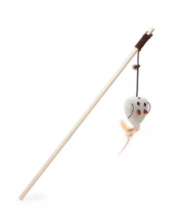 TaraPet Natural Wood Cat Teaser Wand Toy with Teaser Refills for Cats (Option 3)