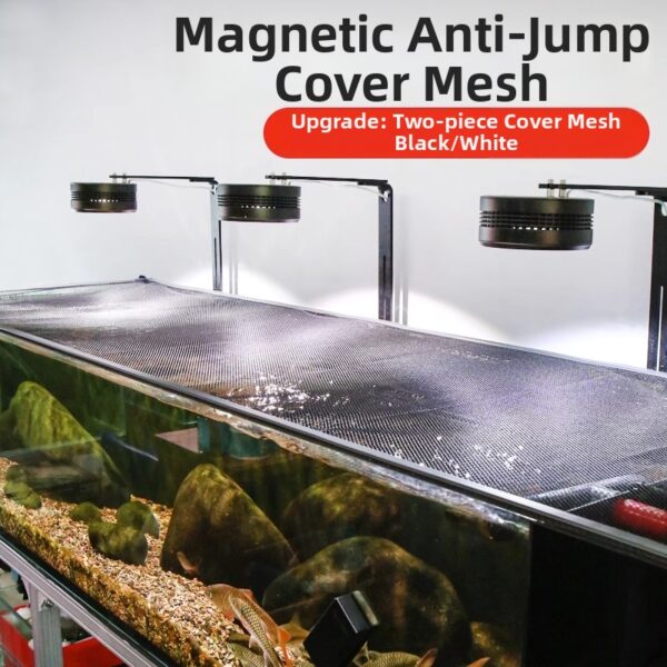 VOONLINE Magnetic Anti-Jump Aquarium Cover Net — DIY, Double Net (Black + White), No Hood Needed